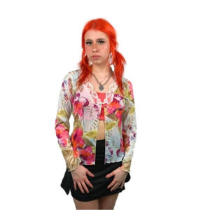 Pappillon Blanc Sheer  Floral Throw Medium